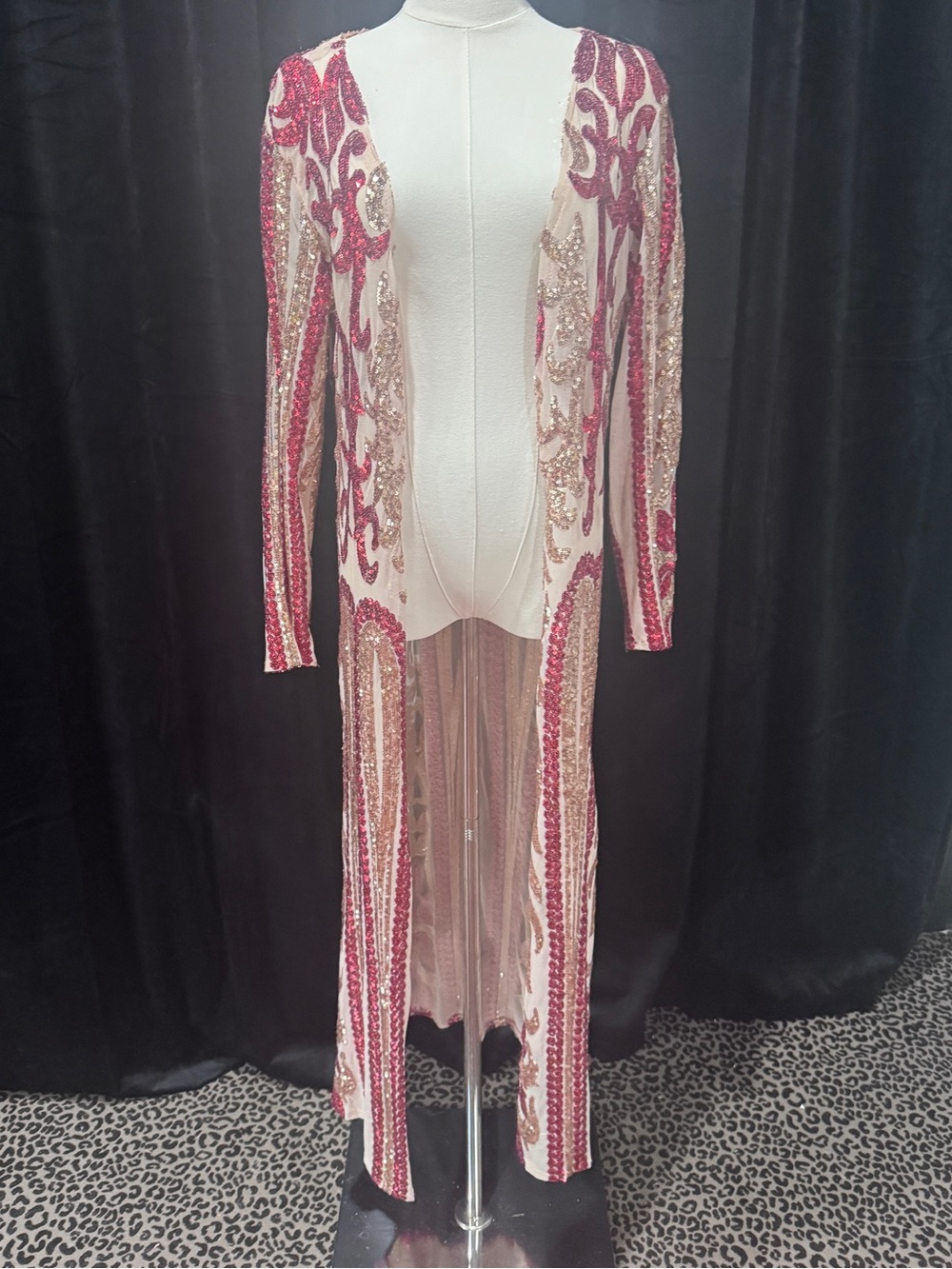 Southern Fried Chics Sequin Mesh Duster XS